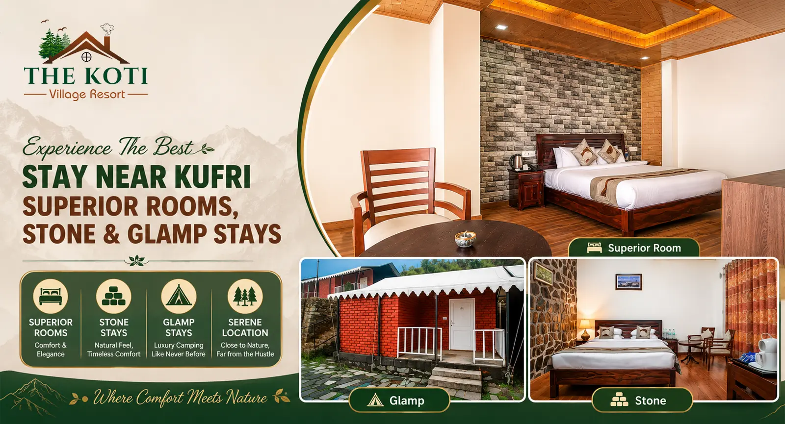 Experience the Best Stay near Kufri – Superior Rooms, Stone & Glamp Stays